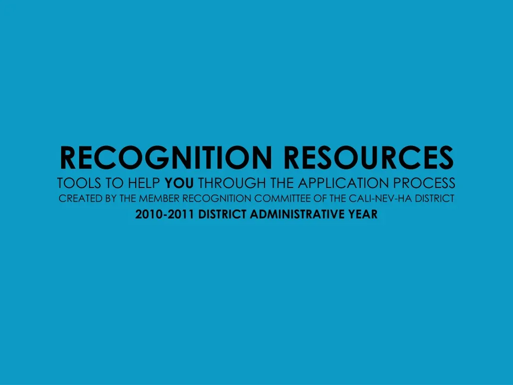 recognition resources