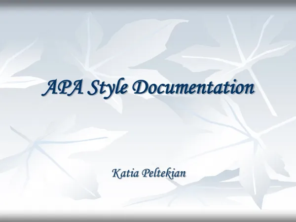 APA Style Documentation