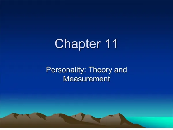 personality: theory and measurement