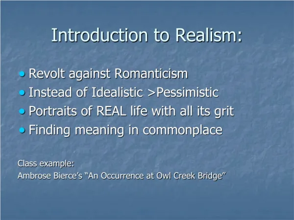 Introduction to Realism: