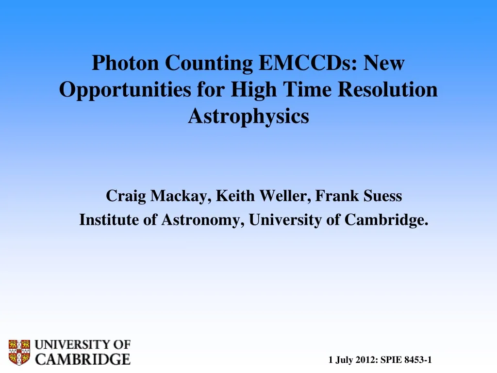 photon counting emccds new opportunities for high time resolution astrophysics