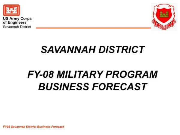 savannah district fy08 program execution