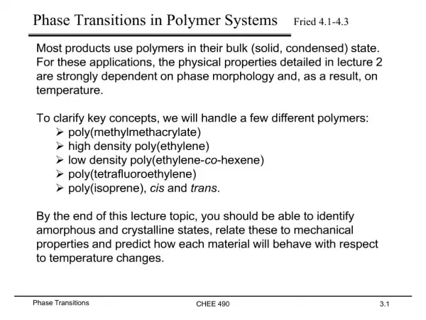 phase transitions in polymer systems fried 4.1-4.3