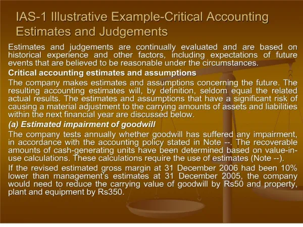 ias-1 illustrative example-critical accounting estimates and judgements