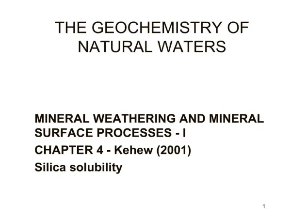 the geochemistry of natural waters