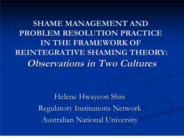 shame management and problem resolution practice in the framework ...