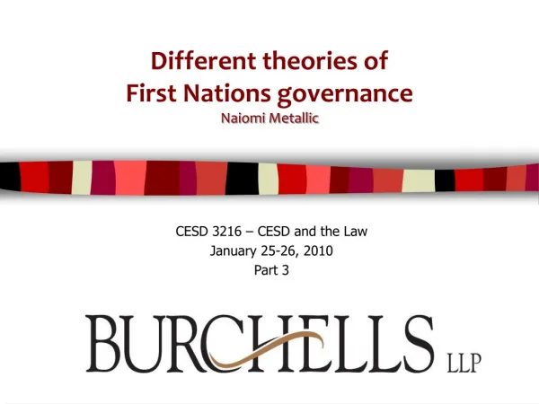 Different theories of First Nations governance Naiomi Metallic