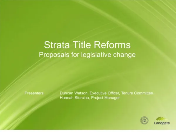 strata title reforms proposals for legislative change