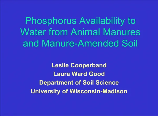 phosphorus availability to water from animal manures and manure ...