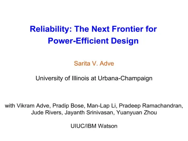 reliability: the next frontier for power-efficient design