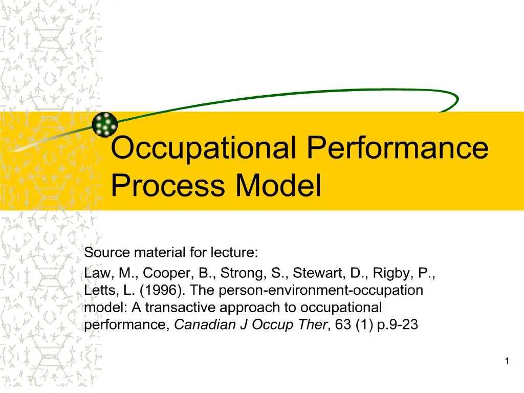 The Canadian Model of Occupational Performance and Engagement - ppt video  online download