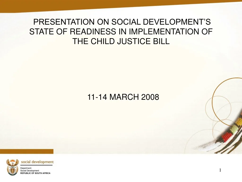 presentation on social development s state of readiness in implementation of the child justice bill