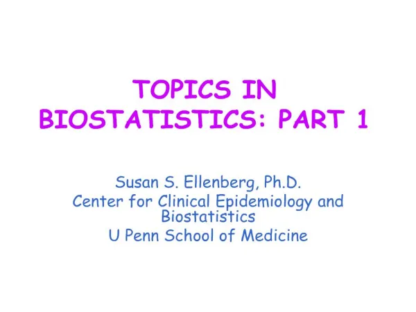 topics in biostatistics: part 1