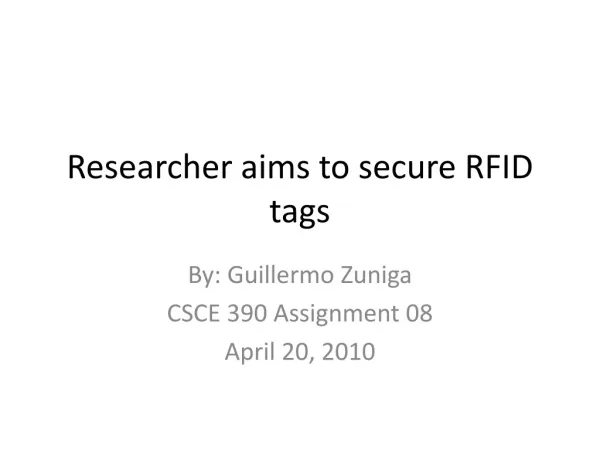 Researcher aims to secure RFID tags