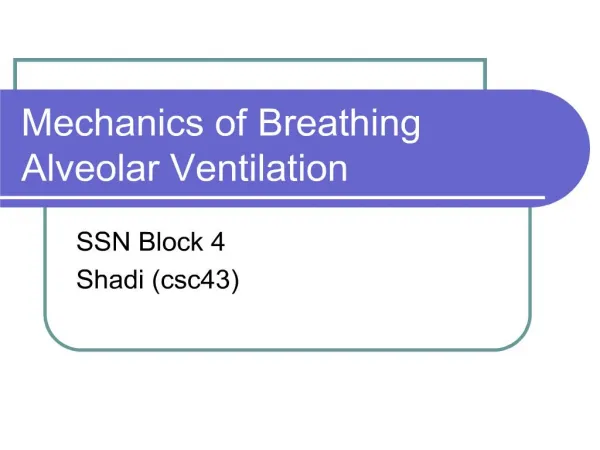 mechanics of breathing alveolar ventilation