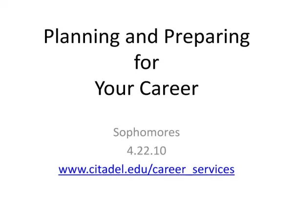 planning and preparing for your career