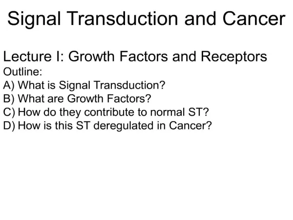 signal transduction and cancer
