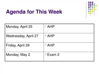 Agenda for This Week - slide 1