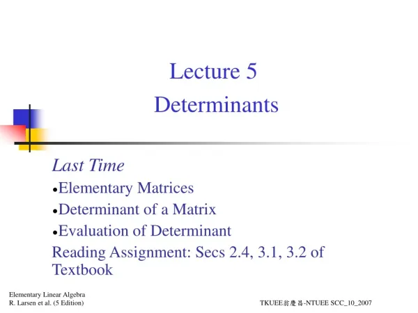 Lecture 5 Determinants