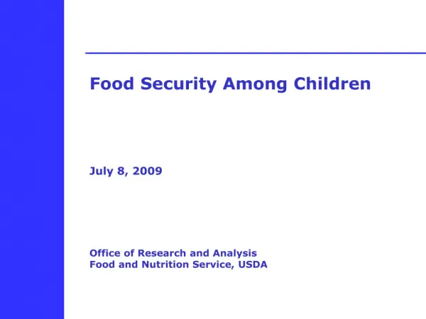 Food Security Among Children