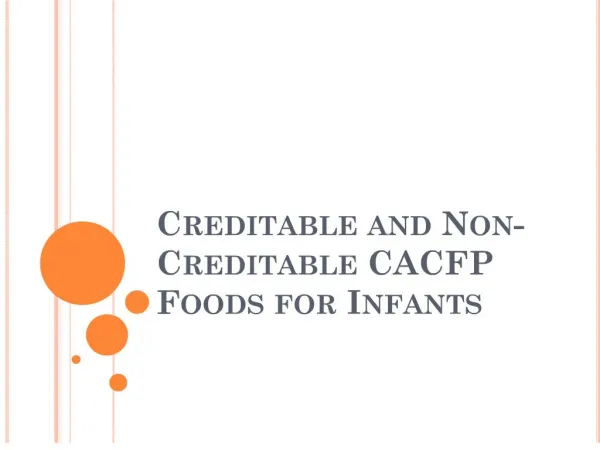 creditable and non-creditable cacfp foods for infants