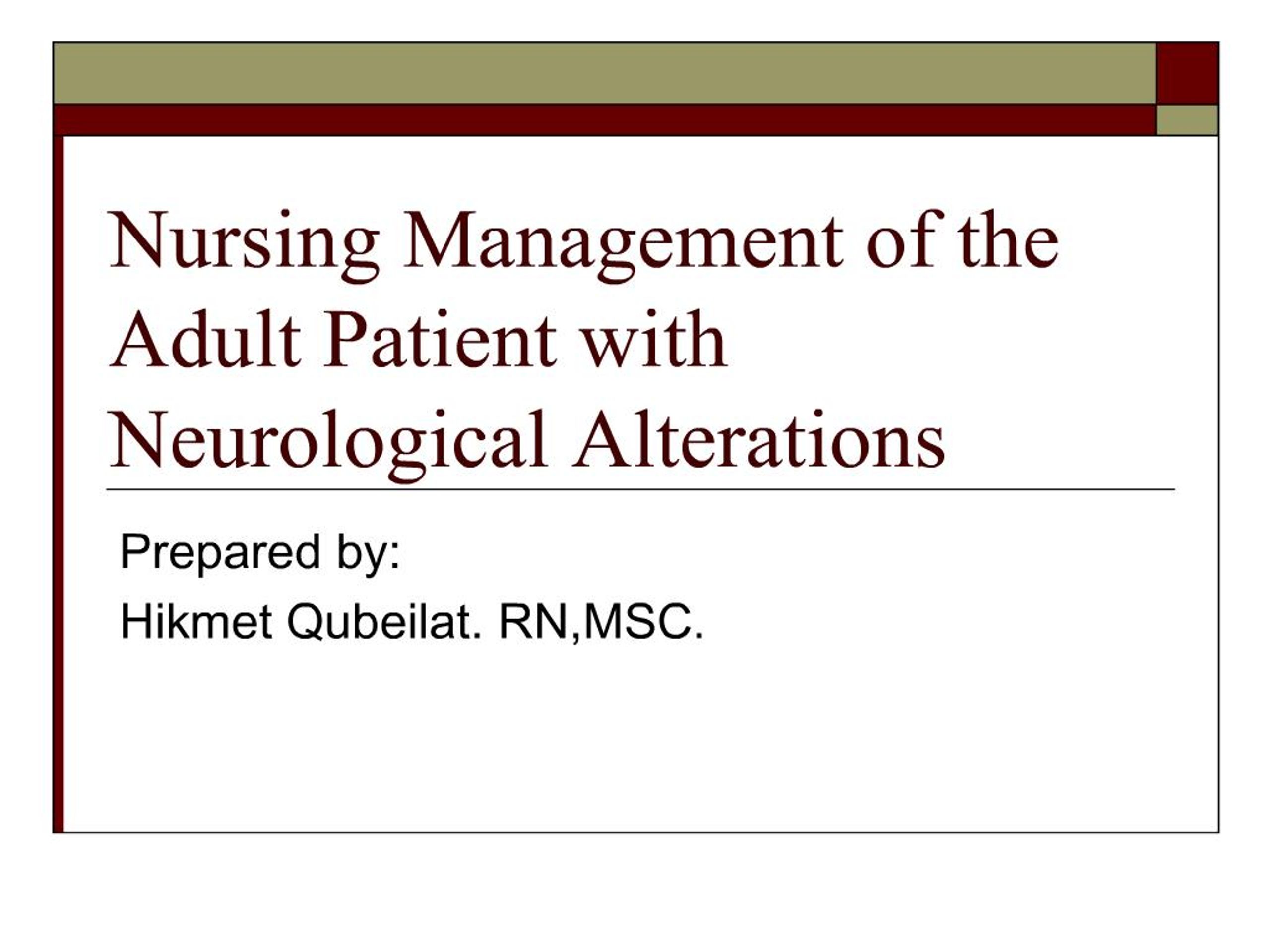 PPT - nursing management of the adult patient with neurological ...