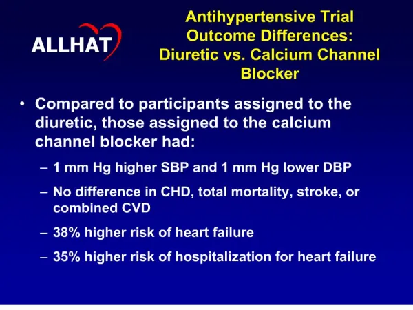antihypertensive trial outcome differences: diuretic vs. calcium channel blocker