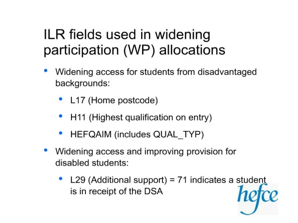 ilr fields used in widening participation wp allocations