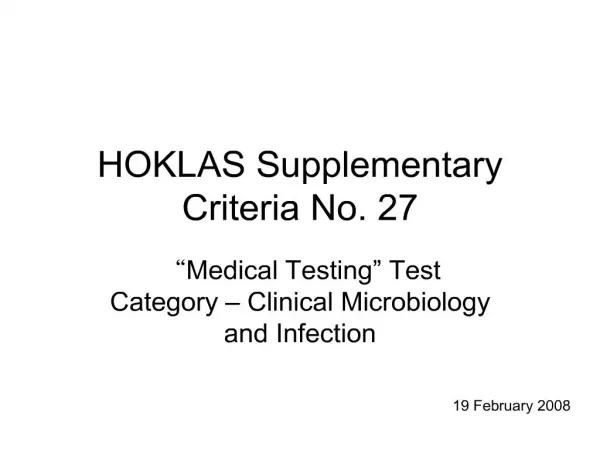 hoklas supplementary criteria no. 27
