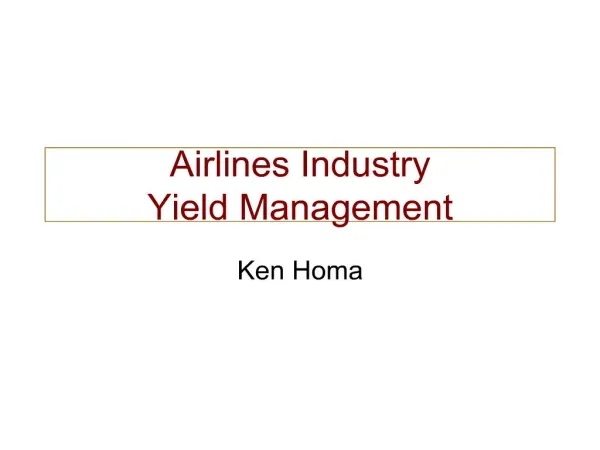 airlines industry yield management