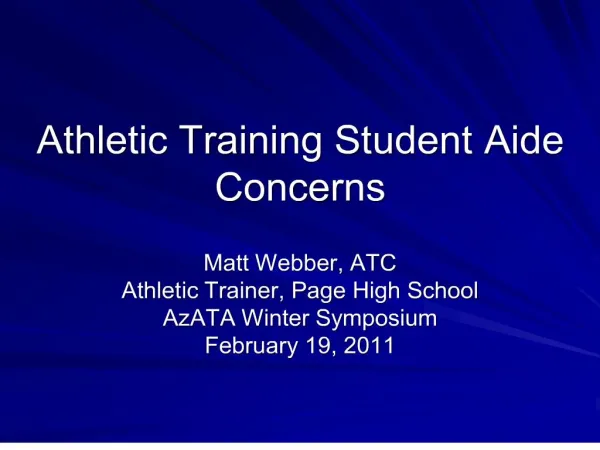 athletic training student aide concerns