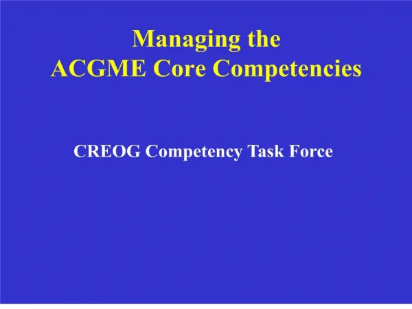 managing the acgme core competencies