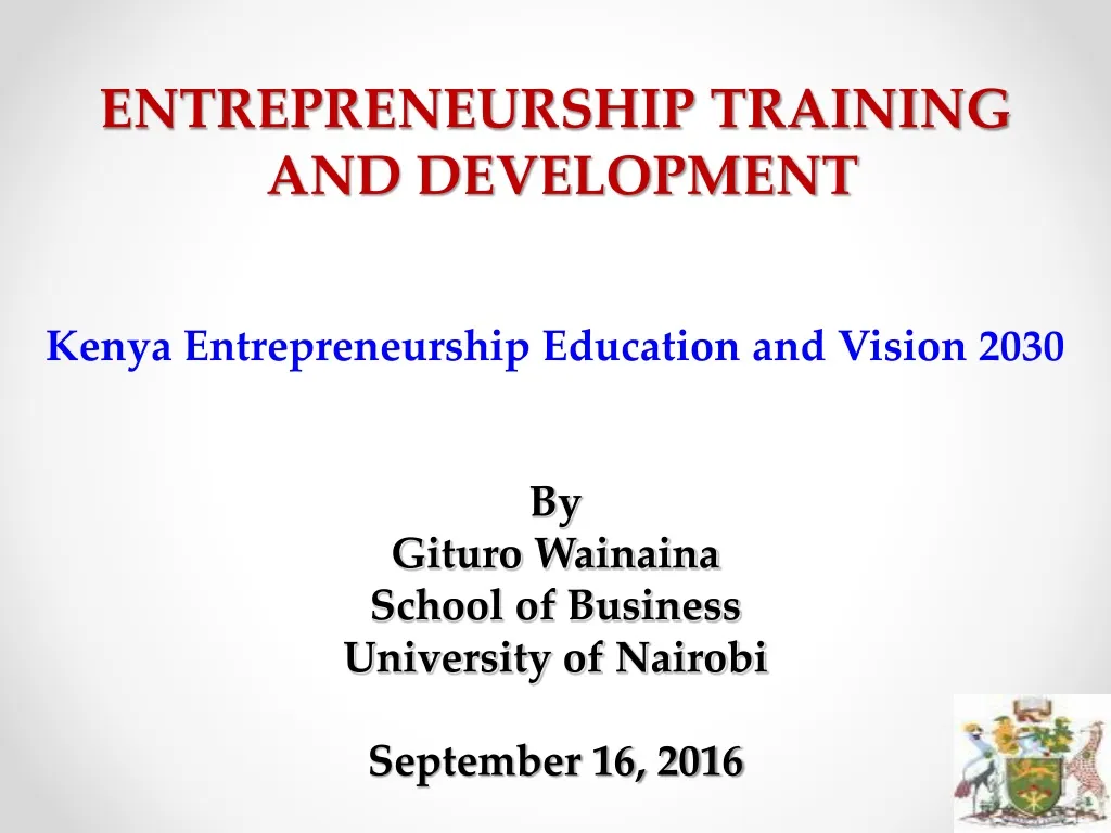 entrepreneurship training and development kenya