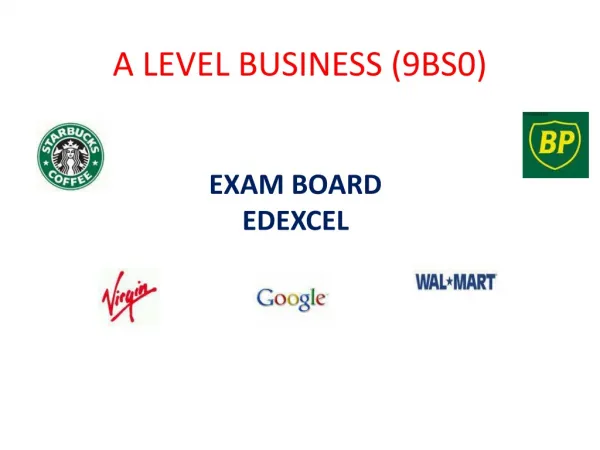 A LEVEL BUSINESS (9BS0)