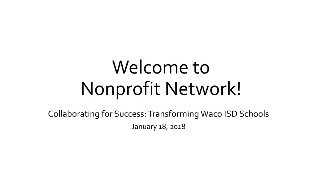 welcome to nonprofit network