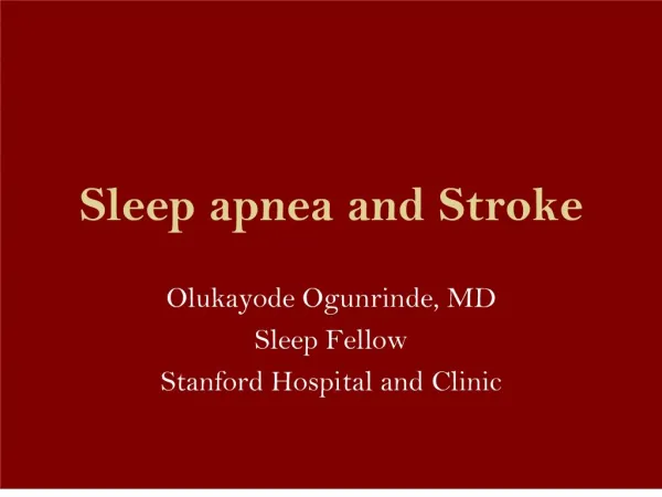 sleep apnea and stroke