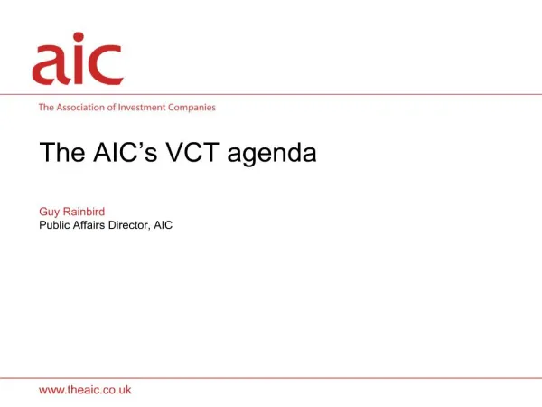 the aic s vct agenda