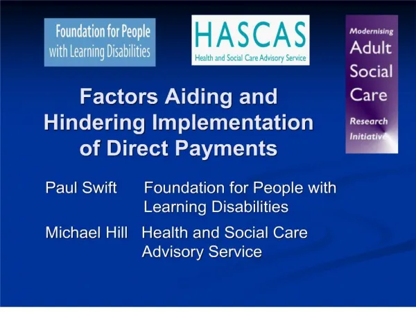 factors aiding and hindering implementation of direct payments