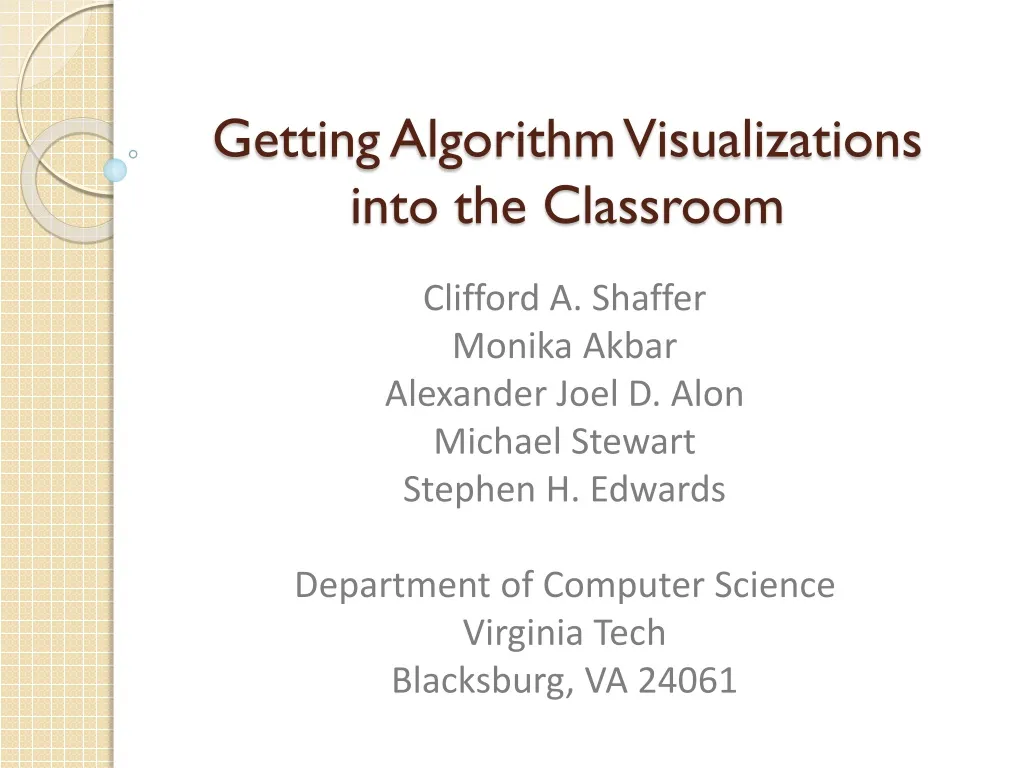 getting algorithm visualizations into the classroom