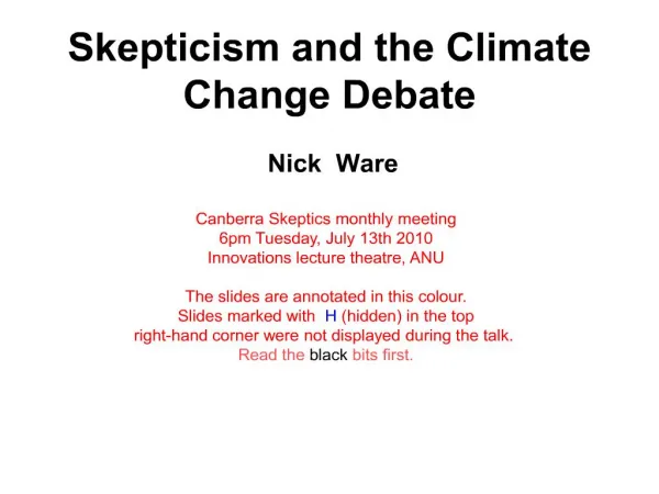 skepticism and the climate change debate nick ware