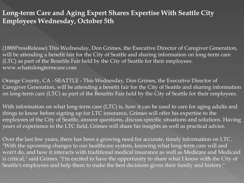 long term care and aging expert shares expertise