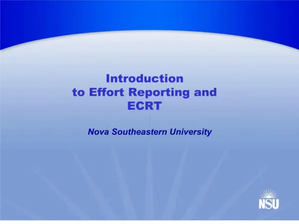 introduction to effort reporting and ecrt