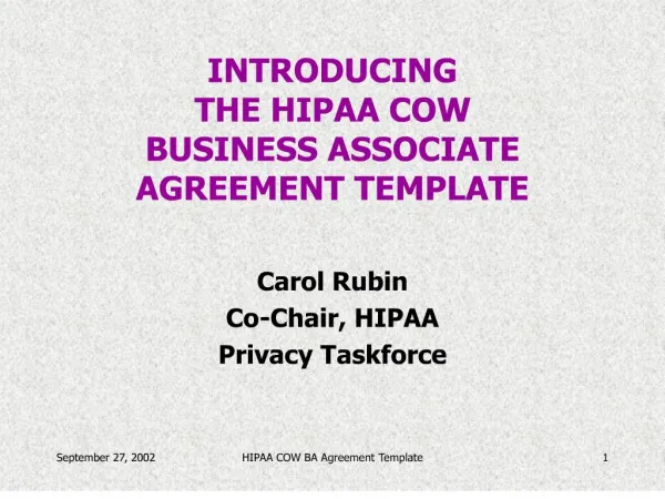 introducing the hipaa cow business associate agreement template