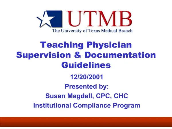 teaching physician supervision documentation guidelines