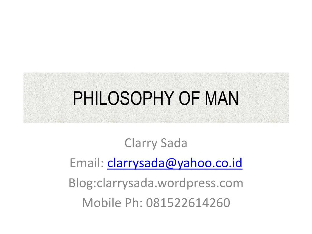 philosophy of man