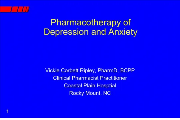 pharmacotherapy of depression and anxiety