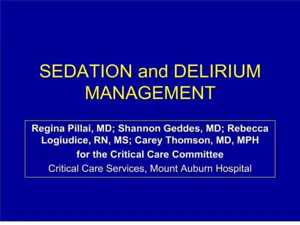 sedation and delirium management