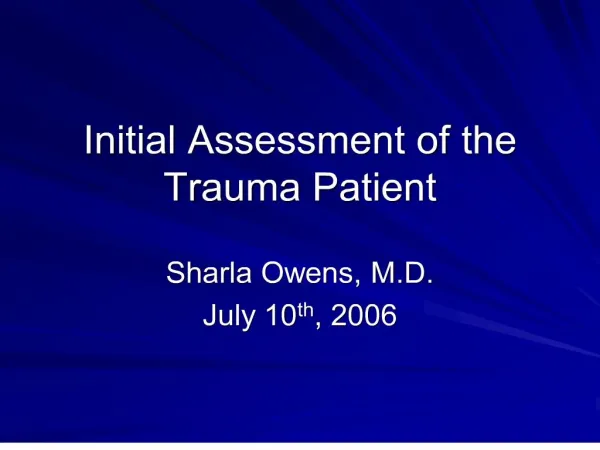 initial assessment of the trauma patient