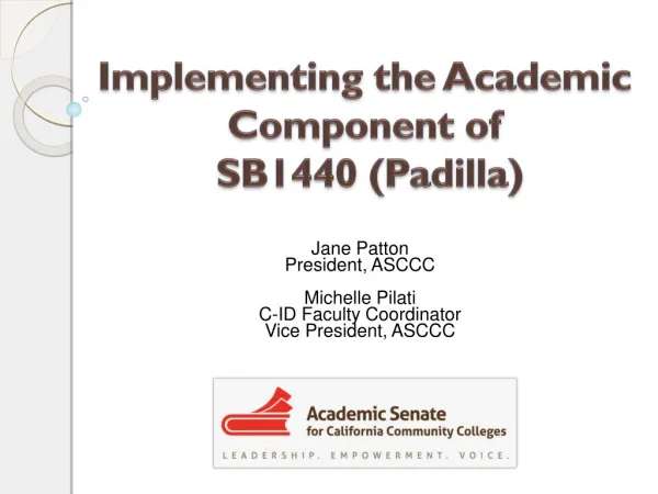 Implementing the Academic Component of SB1440 (Padilla)