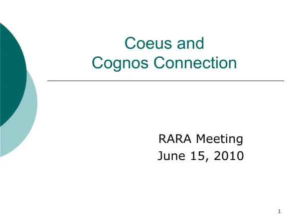 coeus and cognos connection